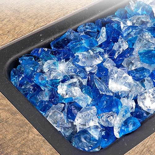 Miniatura 5 de GASPRO Protector de viento de vidrio para hoguera de 29 x 13 x 6 pulgadas y vidrio de fuego de mezcla Bahama de 10 libras de alto brillo