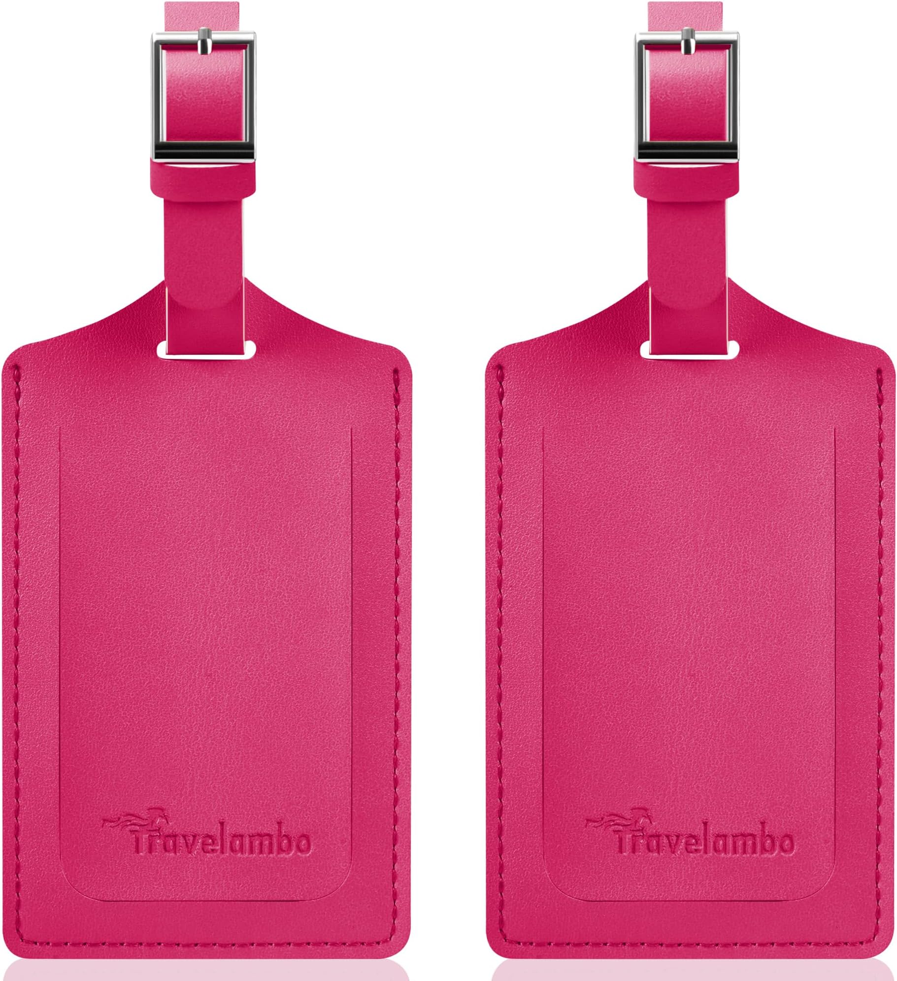 Travelambo Leather Luggage Tag, Rose Red, M