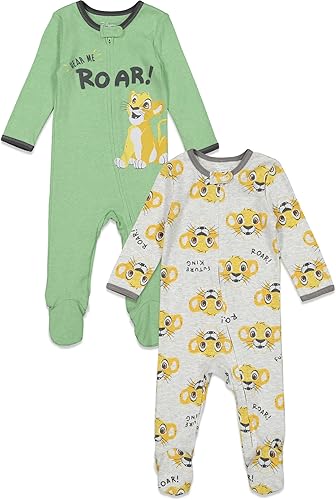 Disney Baby 2 Pack Zip Up Sleep N' Plays Recién Nacido a Bebé Tallas (Recién Nacido - 24 Meses)