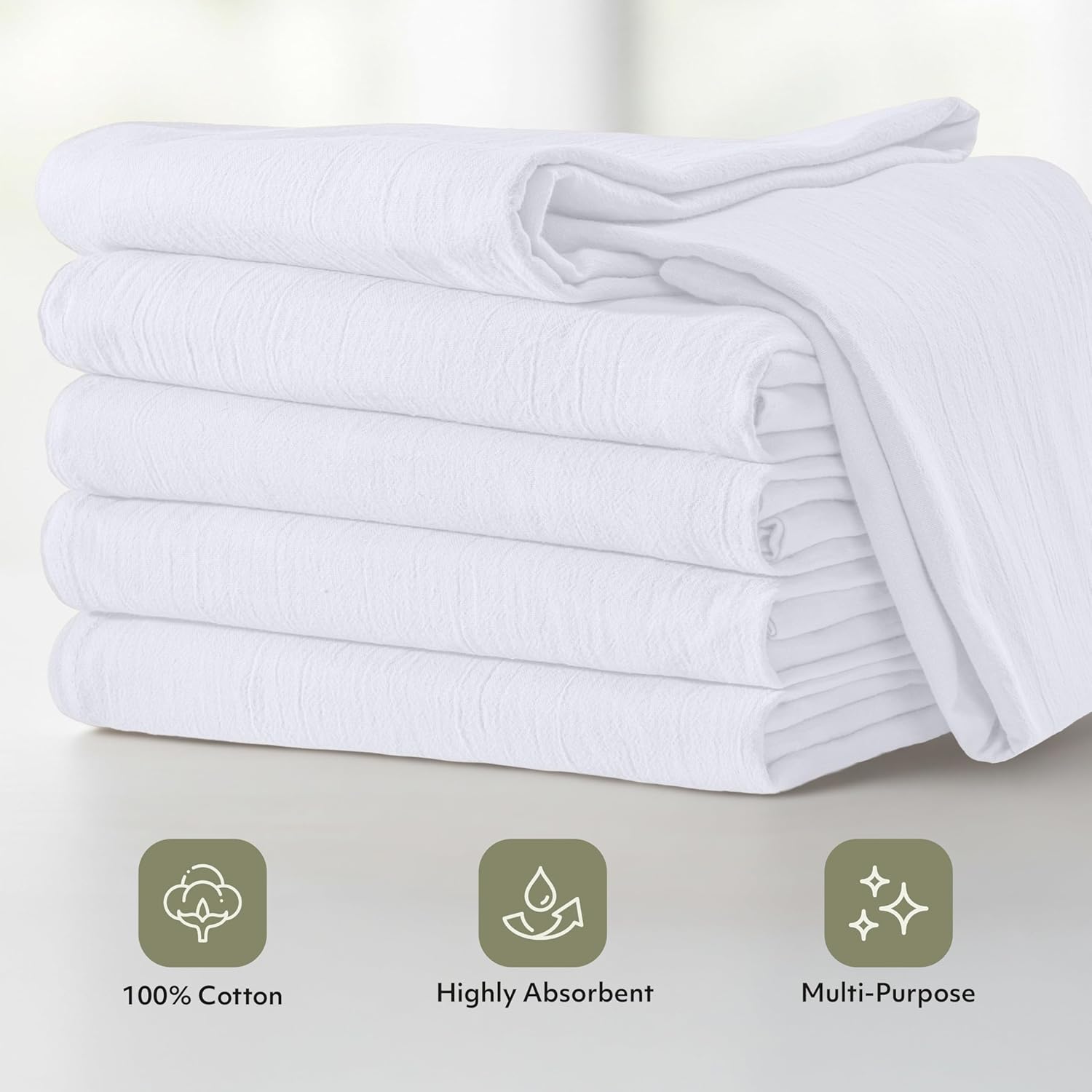 Utopia Kitchen White Flour Sack Towels [12 Pack - 28 x 28 Inch] 100% Cotton Tea Towels for Cleaning & Drying - Highly Absorbent Kitchen Dish Cloth - Image 4