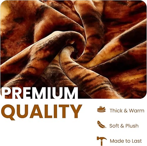 Miniatura 4 de YHSF Manta coreana de visón sintético de 5 libras, 2 capas, reversible, esponjosa, sedosa, súper cálida y acogedora, manta de felpa suave en relieve