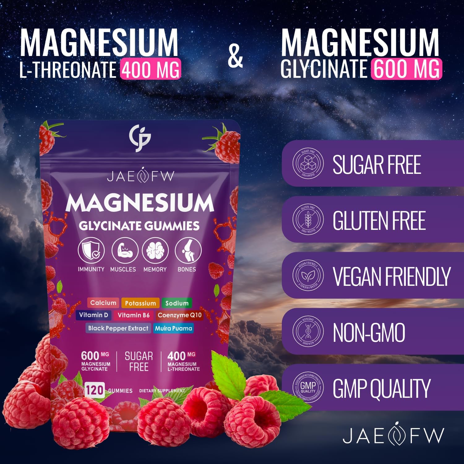 Magnesium Glycinate Gummies 1000mg – High Absorption Magnesium Complex with CoQ10, Vitamin D3 & B6 for Adults & Kids – Promotes Energy Balance, Focus, and Muscle Function 120 - Image 5
