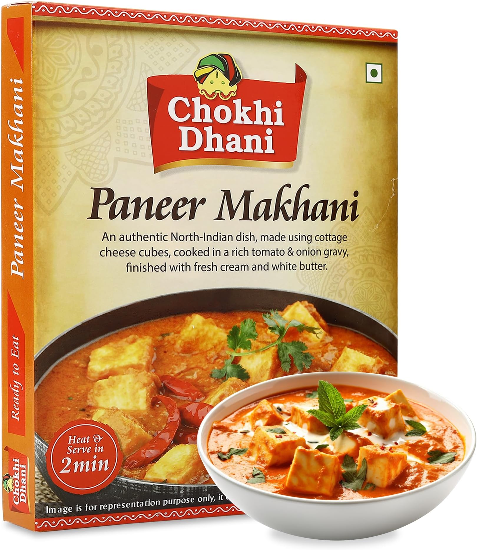 Chokhi Dhani Paneer Makhani | Just Heat & Eat | Microwaveable | Instant Premix | Ready to Eat Meal in 2 Minutes (Pack of 1)