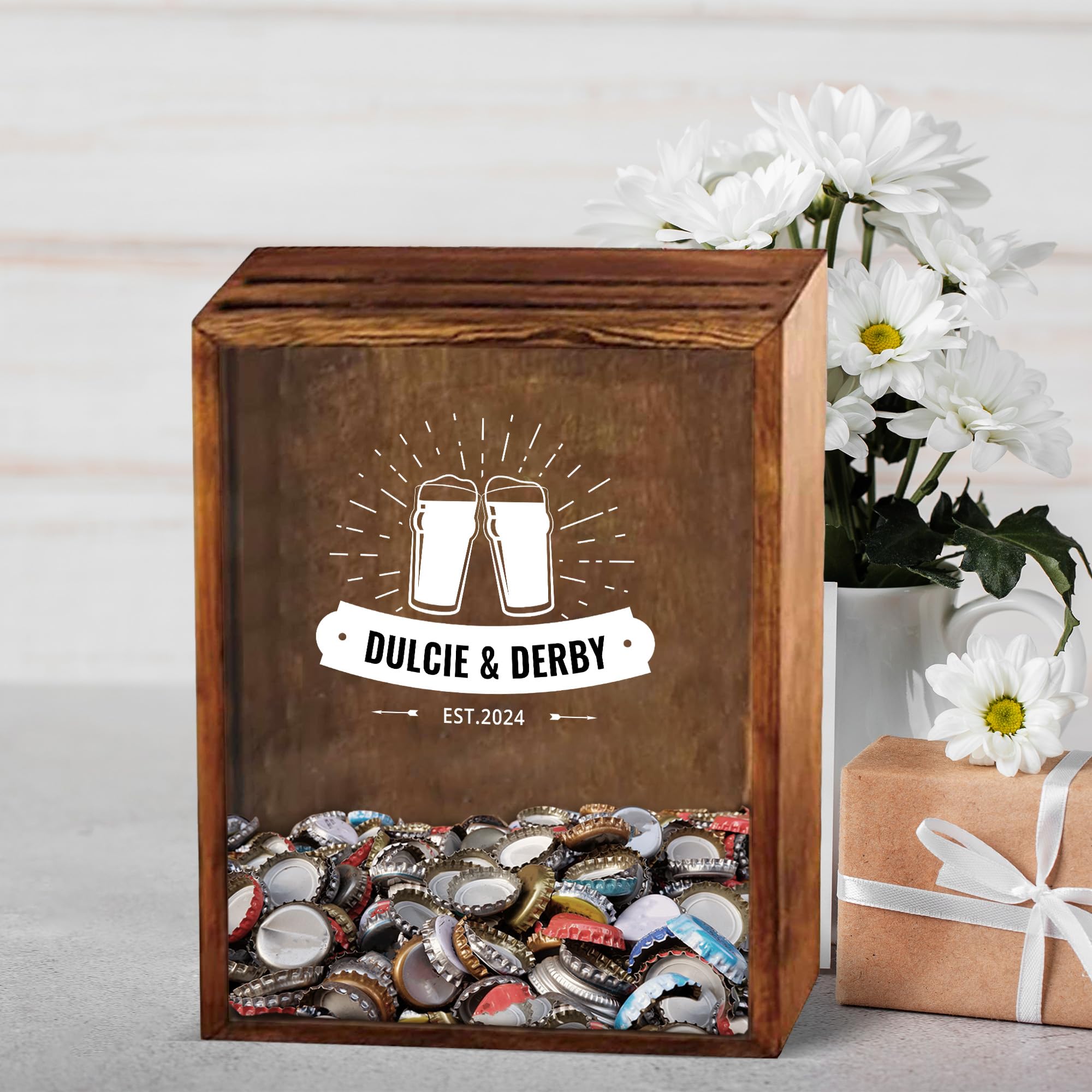 Bottle Cap Display Wood Wine Cork Shadow Box X Holder