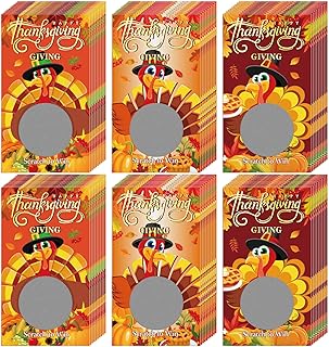 60 Pieces Thanksgiving Day Scratch Off Cards Stickers Fall Harvest Party Game Thanksgiving Turkey Blank Gift Certificate for Festive Raffle Ticket 3.5 x 2 inch Family Dinner Activities Games Supplies