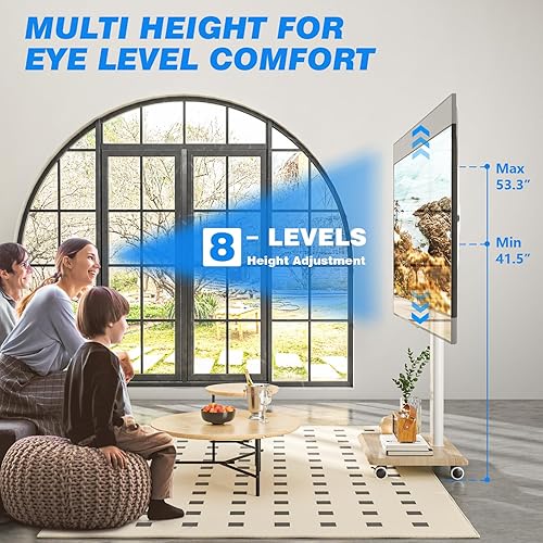 Miniatura 3 de Rfiver Soporte de TV con ruedas para televisores de 32 a 70 pulgadas, moderno soporte de TV portátil de esquina con ruedas mejoradas, 9 niveles de