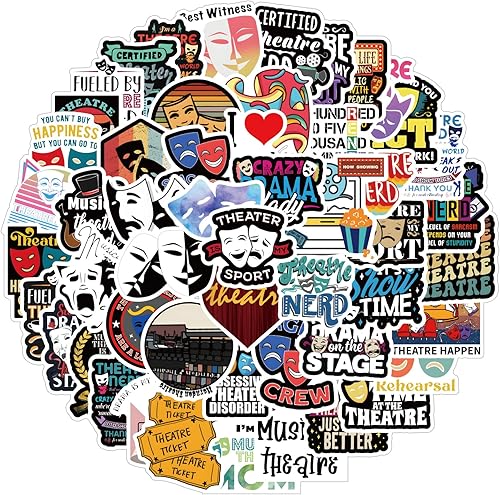 Miniatura 7 de 63 calcomanías de teatro, diseño de graffiti estética, vinilo impermeable para niños, niñas, adolescentes, adultos, para botellas de agua, laptop,