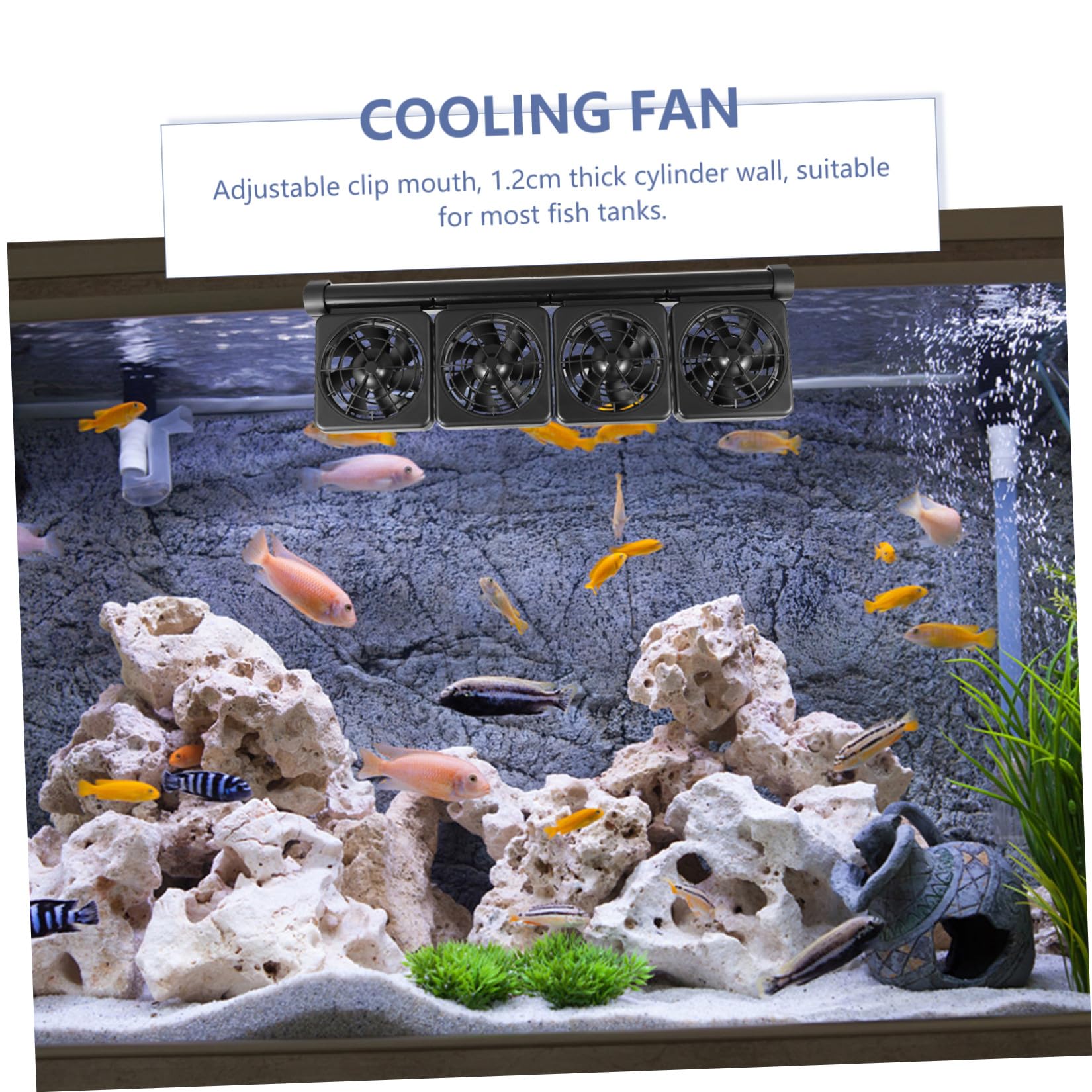 Ciieeo Verstellbarer Aluminiumlegierung Kunststoff Aquarium Kühlventilator aus Sommerurlaub 2 stufige Windgeschwindigkeit und Geeignet für Süß und Salzwasseraquarien