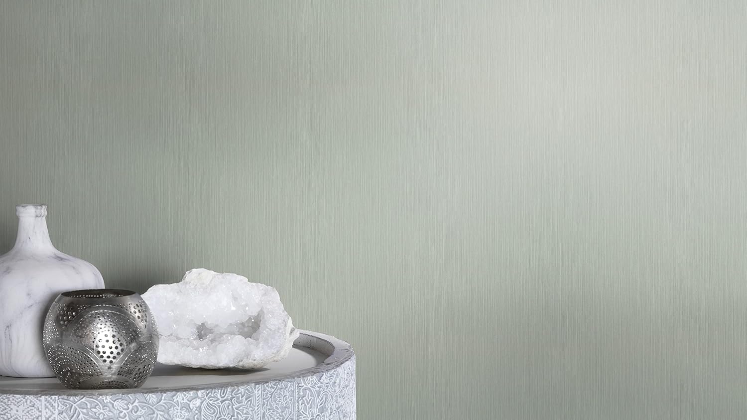 Rasch Curiosity Collection 537659 Non-Woven Wallpaper with Fine Line Structure 10.05 m x 0.53 m Light Green