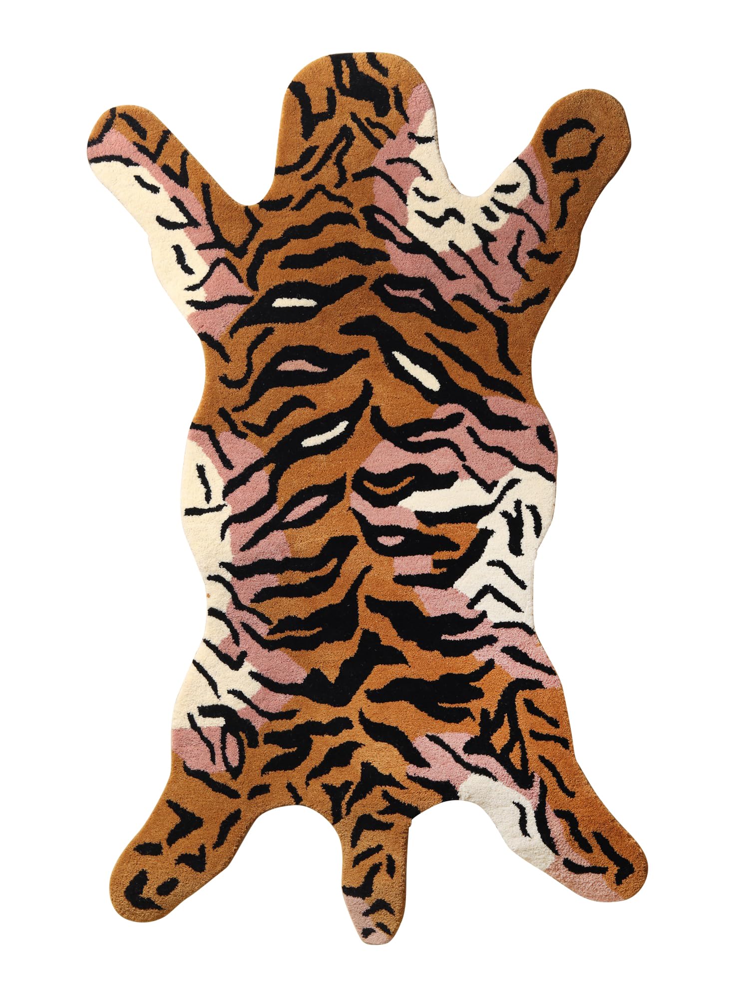 Exotic India Yogic Asana Mat Hand-Tufted Tiger Shaped | Wool & Cotton Decorative Treadle Yoga Mat for Home Décor | Stylish Rug's for Bedroom & Living Room-image-7