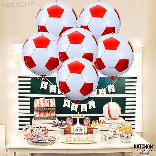 Miniatura 7 de Grandes globos de fútbol de 22 pulgadas color rojo paquete de 6 globos rojos de pelota de fútbol  Globos de fútbol de cumpleaños fútbol nocturno
