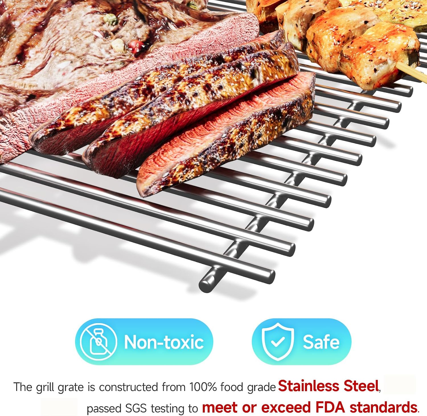 2Pack 19.5'' Stainless Steel Cooking Grill Grates Replacement for Weber Genesis 300 Series, Genesis E310 E320 E330 S310 S320 S330, Replacement Parts for Weber 7528/7524