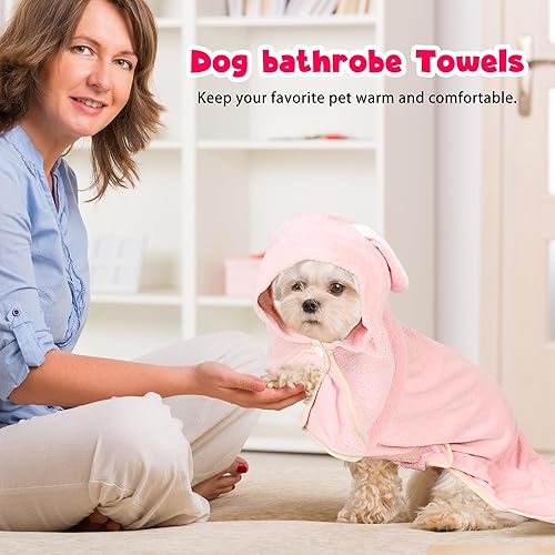 Miniatura 3 de Albornoz para perros y mascotas, suave, transpirable y súper absorbente, bata de baño para perros pequeños y medianos, baño en la playa (conejo