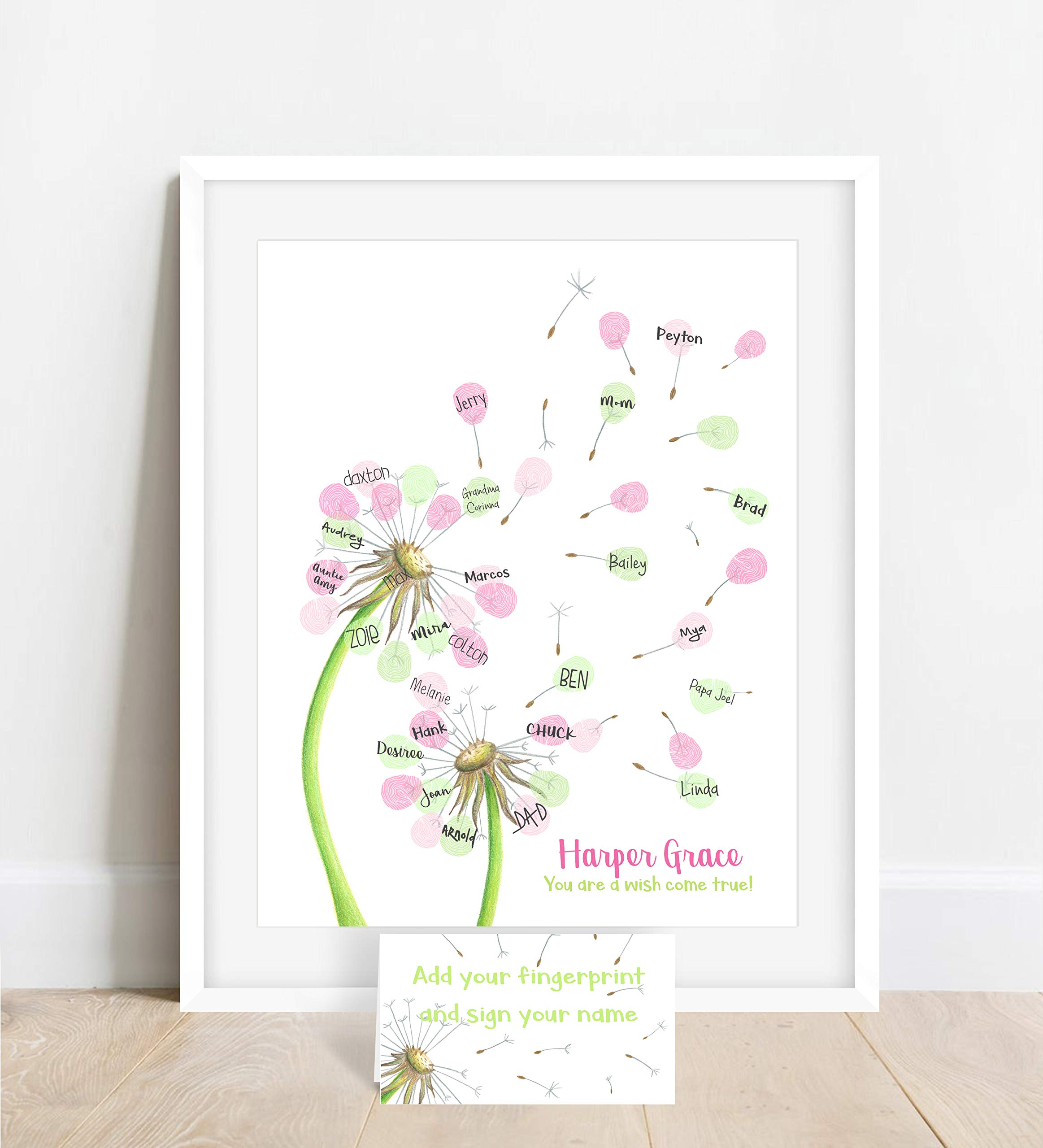 Girls Fingerprint Dandelion Guest Sign In Unframed Girls Baby