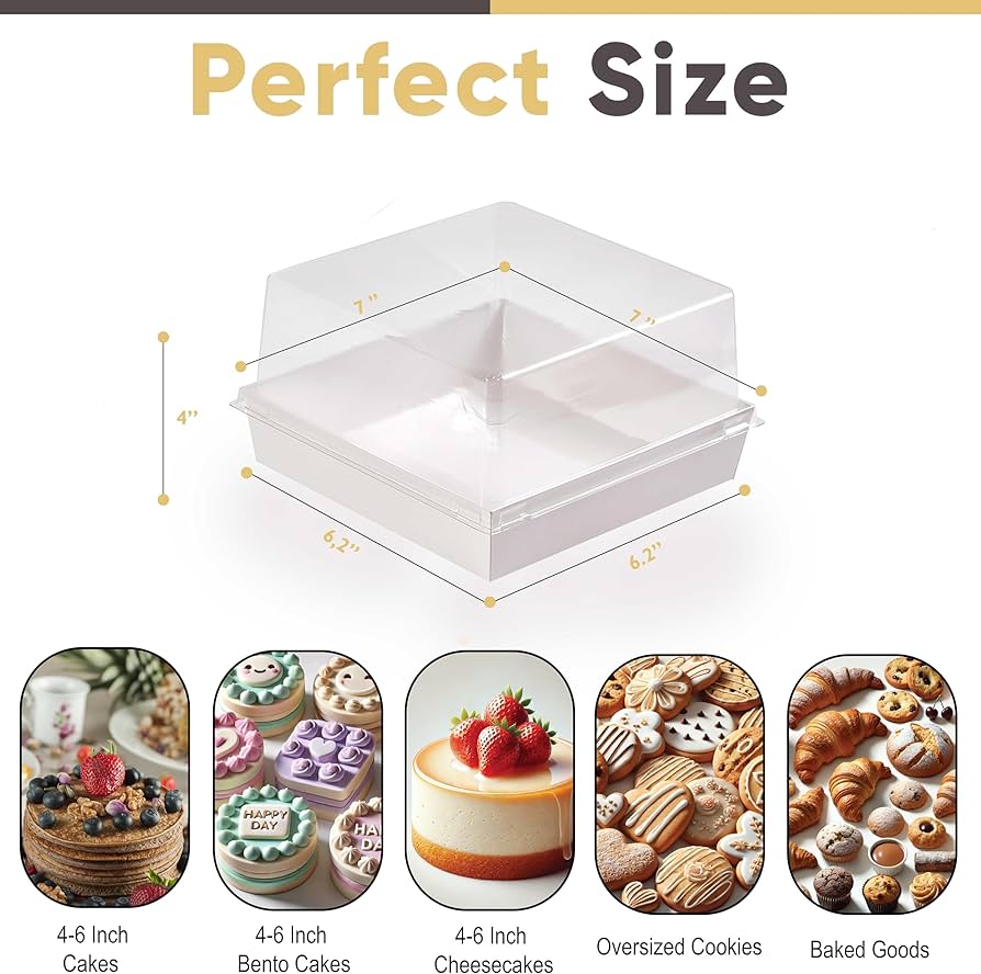 Amazon.com: 20 Pack 7x7x4 Cake Boxes with Clear Lids for 4-6 Inch
