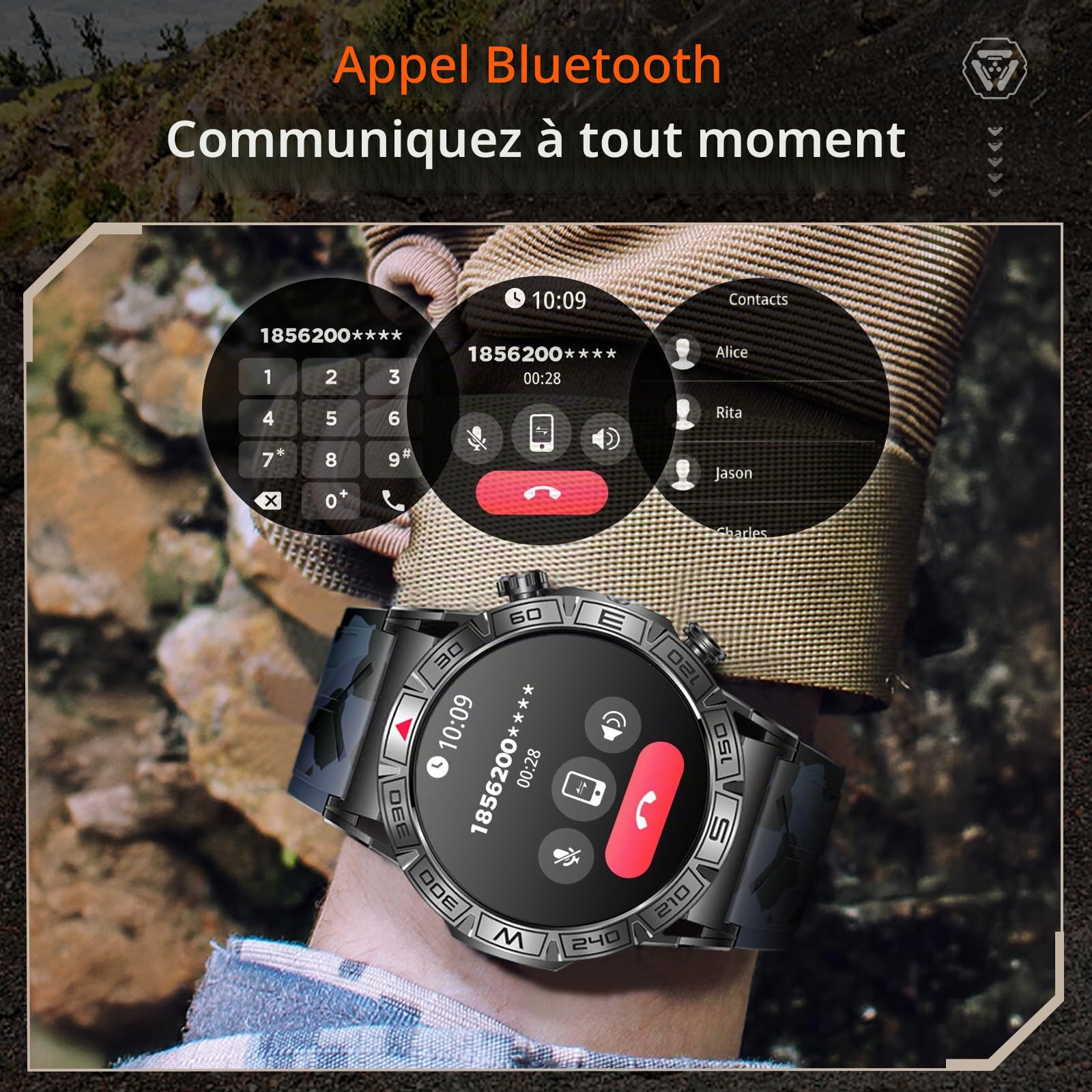Smartwatch pour Homme Femme, 1,43" HD Smartwatch avec appels Whatsapp, 1ATM étanche, 107+ Modes Sportifs, Surveillance du Sommeil, Cardiaque pour Android iOS