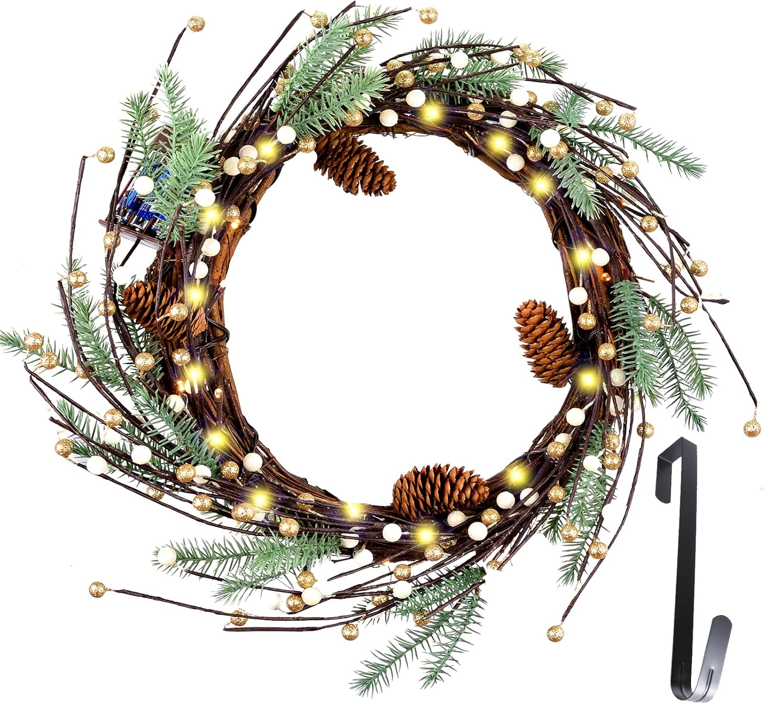 outdoor pre lit wreath with timer