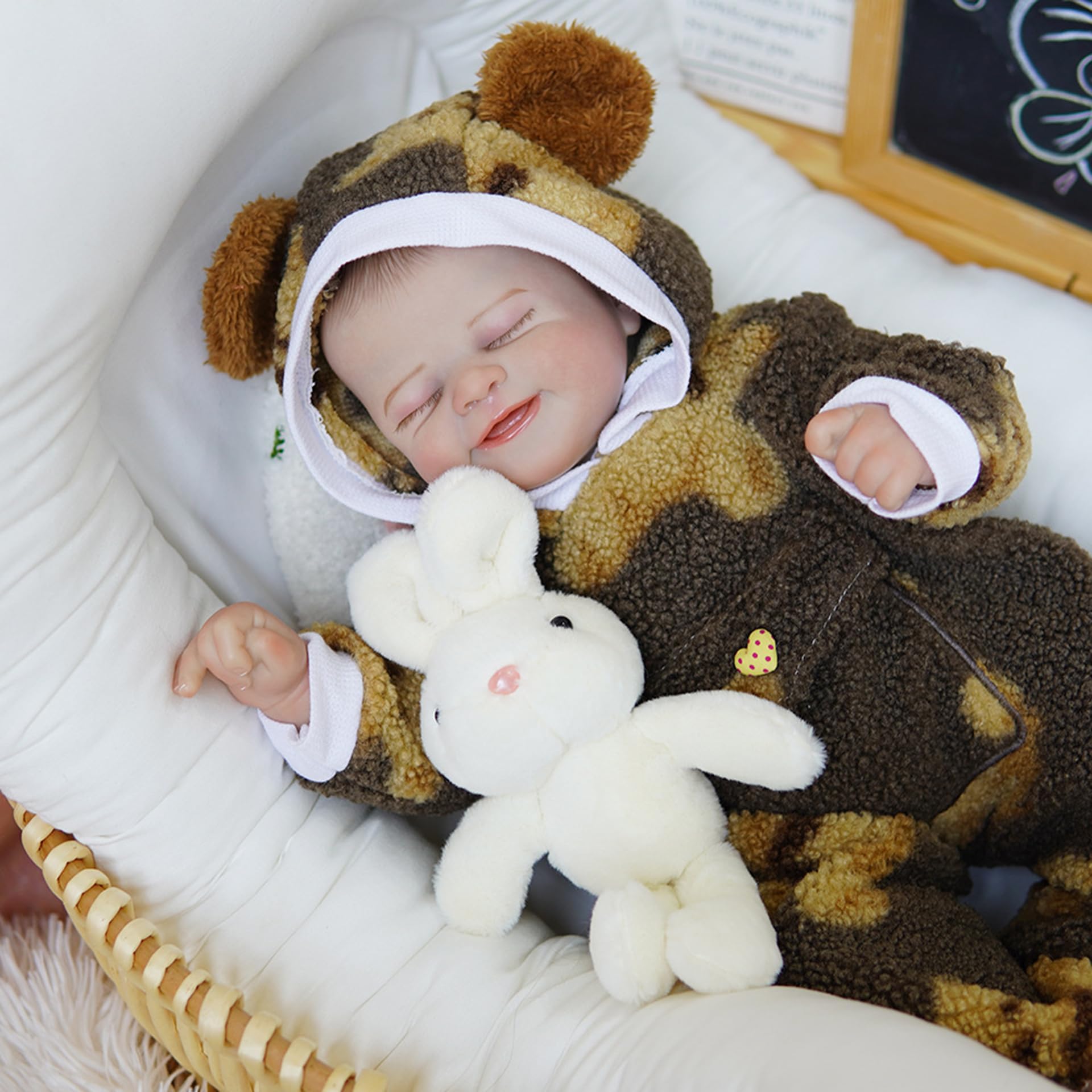 YIHANGG 45cm Bambola Bebe Reborn Realistica Maschio Bambole Reborn Che Sembrano Vere Occhi Chiusi Bambolotto Neonato Reborn Compleanno Natale Regalo
