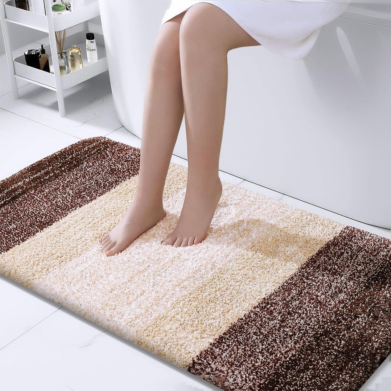 OLANLY Alfombras de baño de 47 x 24 Pulgadas, alfombras de baño de Microfibra Extra Suave y Absorbente, Parte Trasera de Goma, Secado rápido, Lavables a máquina, para Suelo de baño, bañera, Ducha y