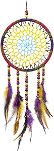 Mirundel Dream Catcher Wall Decor – Purple & Yellow Feather Handmade Dreamcatcher for Bedroom, Hanging Decorations - Boho Dream Catchers for Babies Girls Boys Kids Room