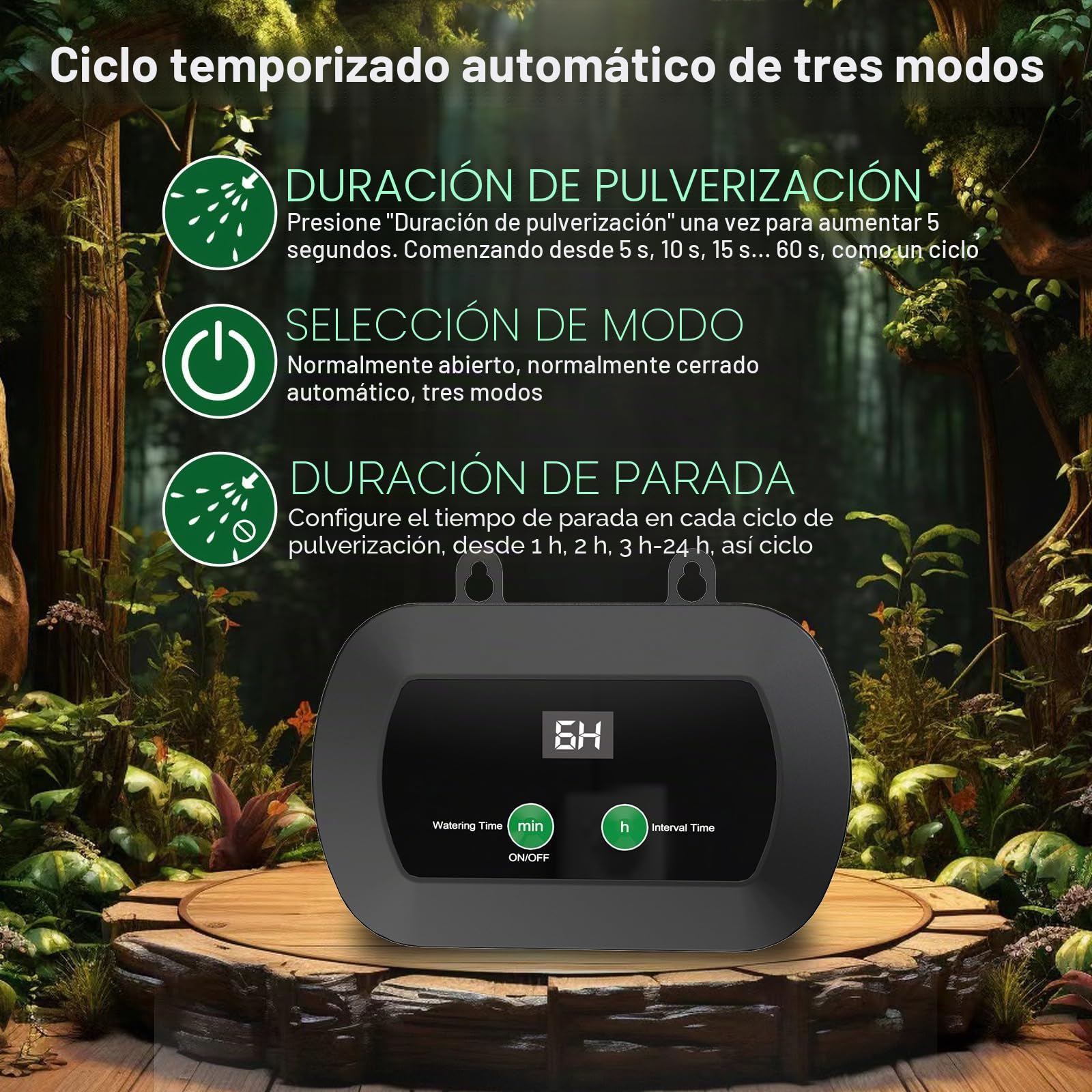 Inteligente Humidificador de Reptiles, Sistema de Riego Terrario, Boquillas Pulverizadoras Ajustable 360 °, Control Remoto por Teléfono Móvil Nebulizador Terrario para Plantas Reptiles