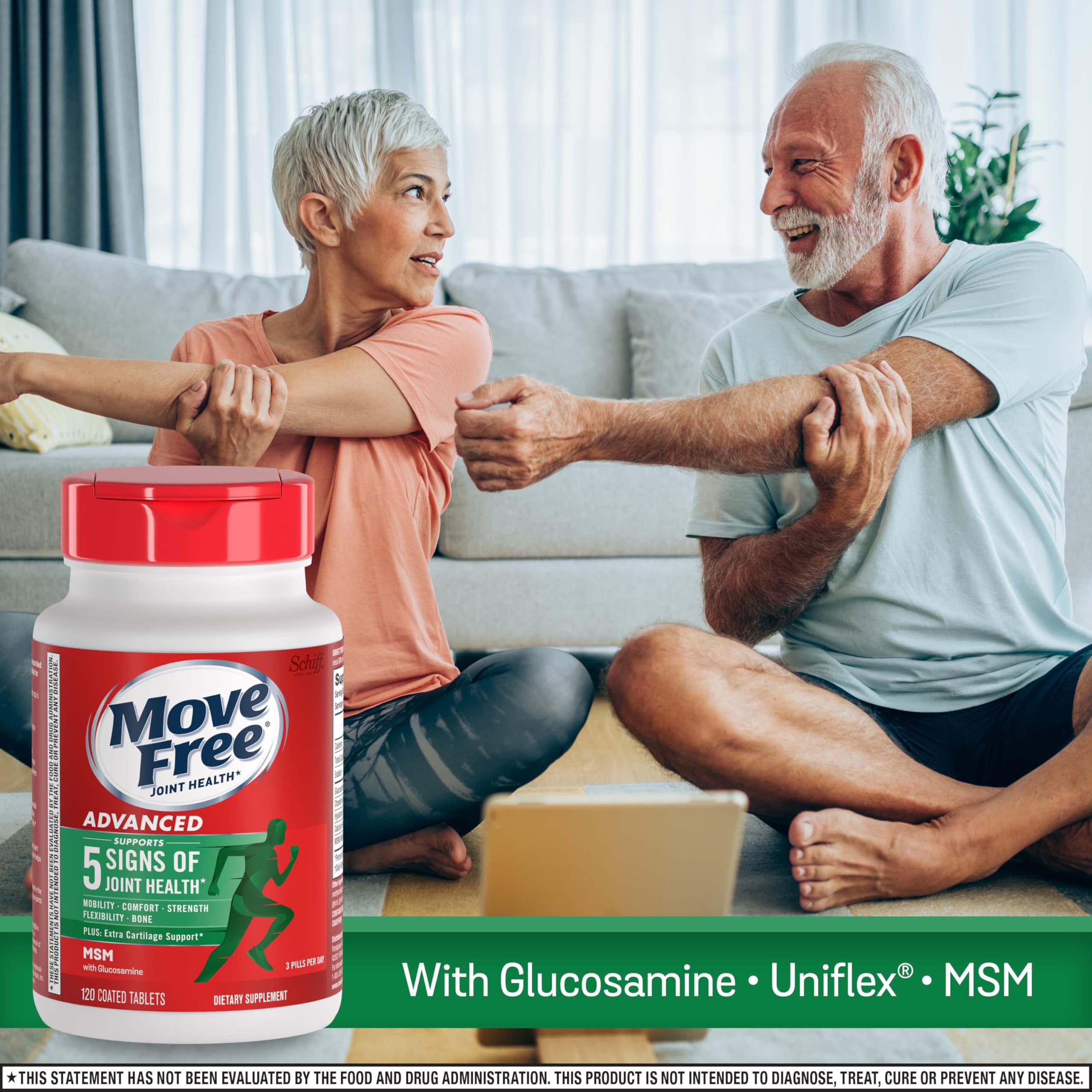 Move Free Advanced Joint Support, Glucosamine, Chondroitin + MSM - 3x120 ct — Amazon image 2