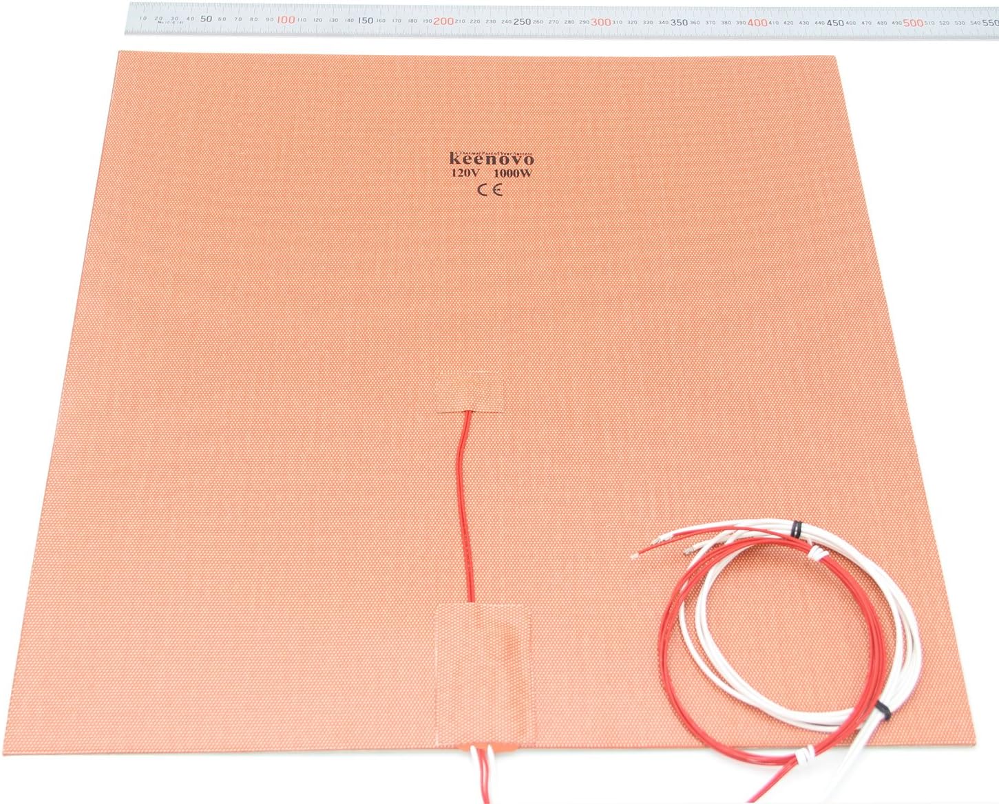 450mm x 450mm KEENOVO Silicone Heater Pad Large Format Industrial Commercial Grade 3D Printer HeatedBed Heater, w/ 3M PSA & NTC 100K thermistor (120V 1000W)