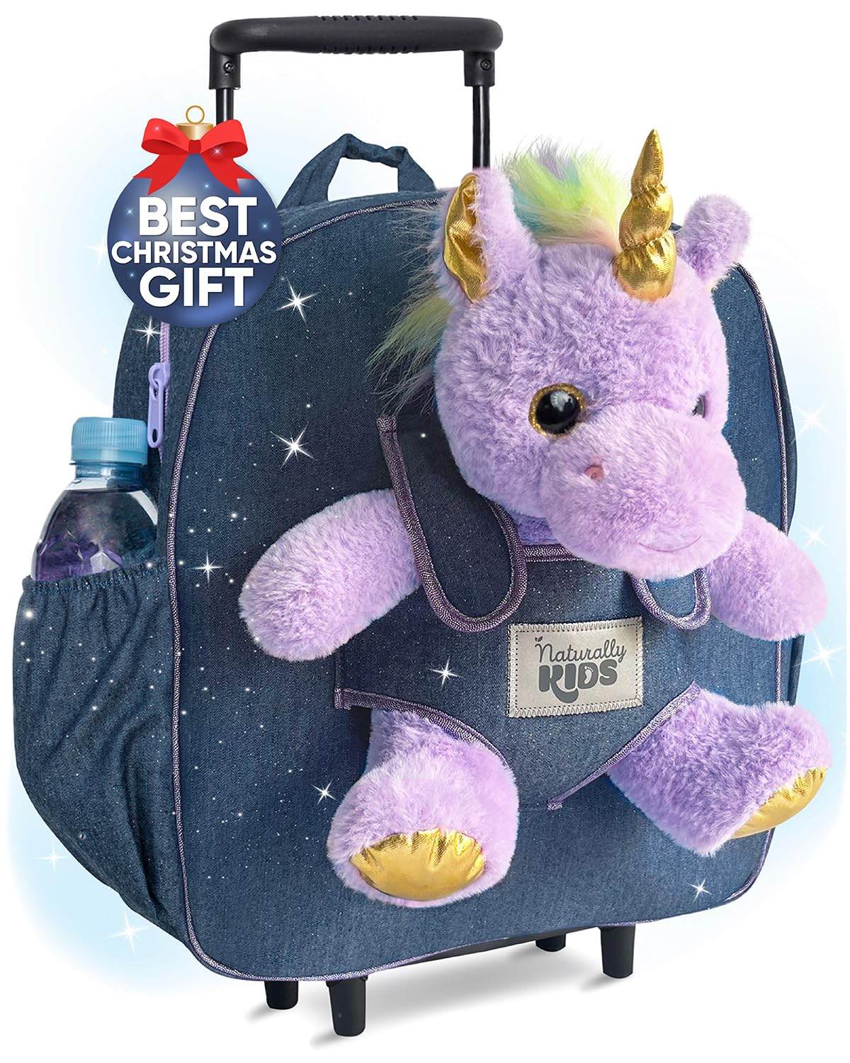 Toddler Luggage for Girls w Unicorn Toys, Kids Rolling Backpack for Girls, Toddler Suitcase, Gifts for 3 4 5 6 Year Old
