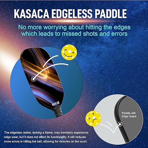 Miniatura 7 de Edgeless Graphite T700 - Palas de pickleball de fibra de carbono multicapa, mango más largo, agarre cómodo, puntos dulces grandes, aprobado por