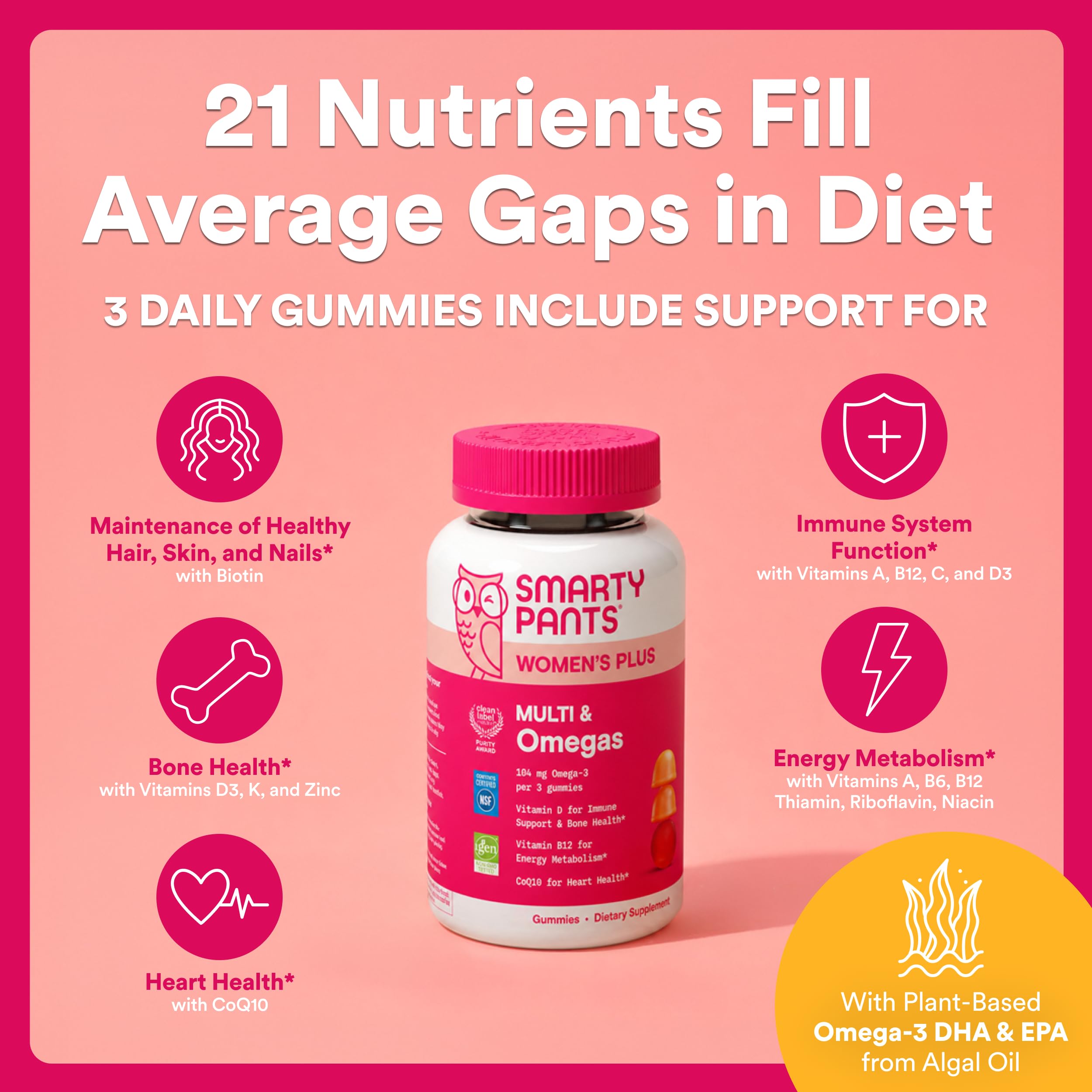 SmartyPants Women's Multivitamin Gummies, Vitamin D & C, Omega 3, 90 Ct — Amazon image 3