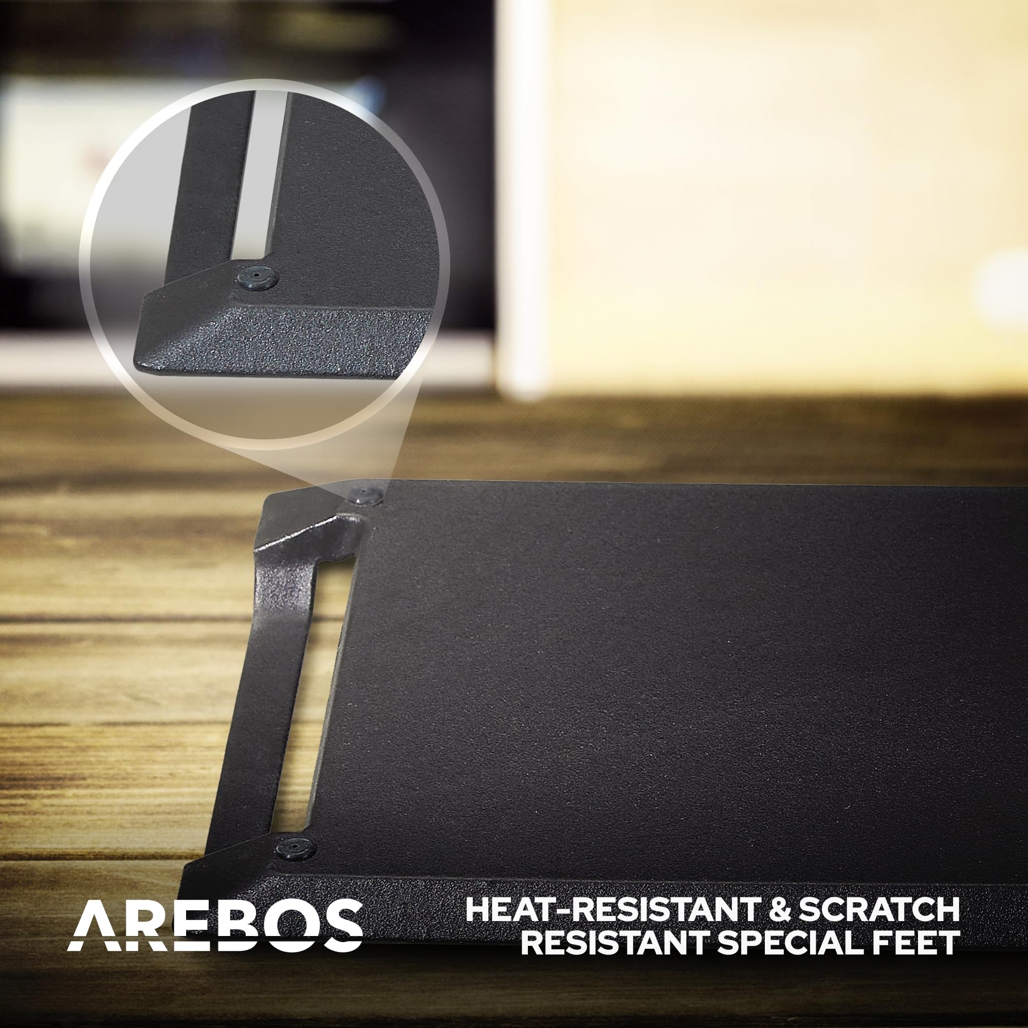 Arebos Placa de parrilla para inducción | Placa de freír de 17.2 x 9 pulgadas | Hierro fundido especialmente para cocinas de inducción | con base antiadherente resistente a los arañazos |