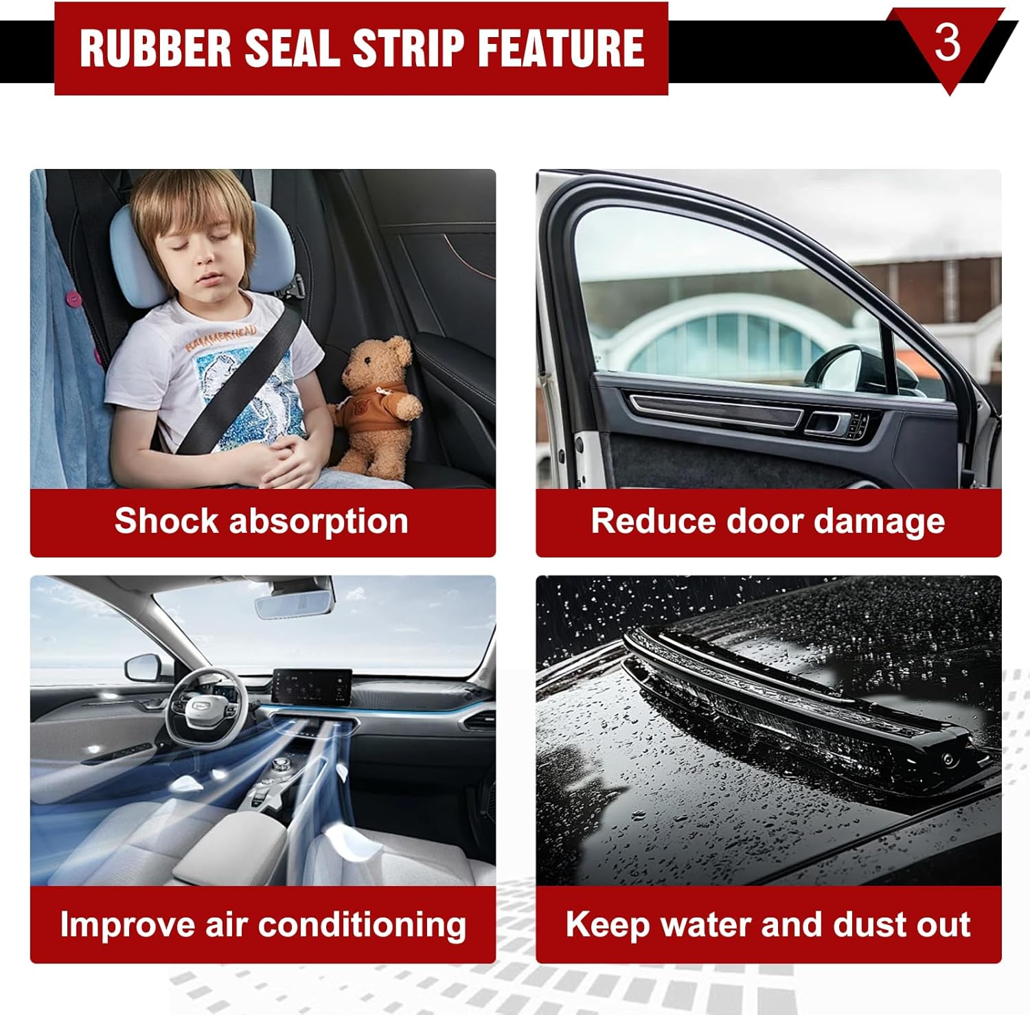 Car Weather Stripping Kit for Automotive Door Seal, Rubber Seal Strip for Car Doors, Soundproof Weatherstrip for Windows, Universal Car Accessories for SUVs, Trucks (39.36 Feet (12M))