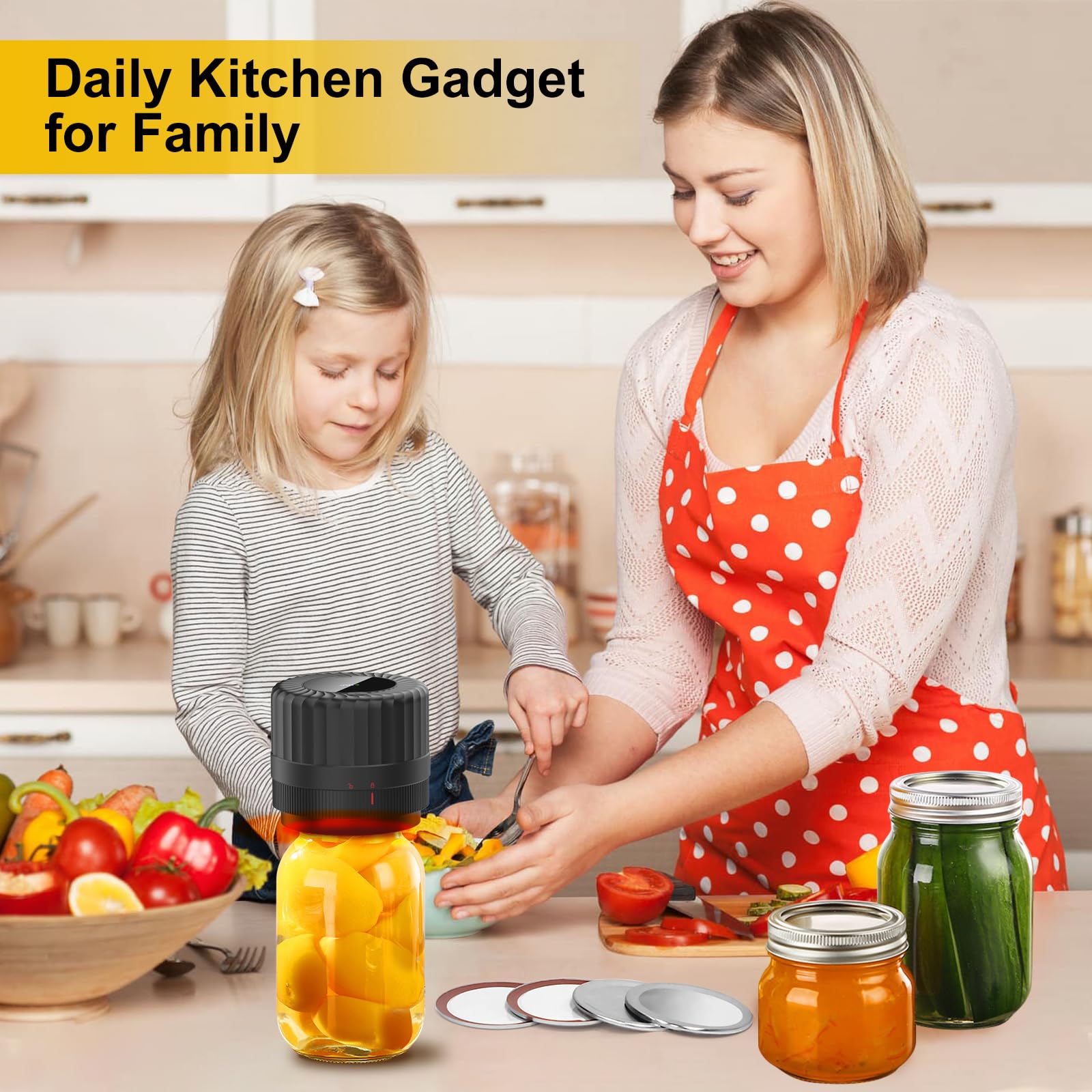 Kit Sigillatura Sottovuoto Per Barattoli - Pompa Manuale Per Conservare Alimenti In Barattoli Mason E Vetro