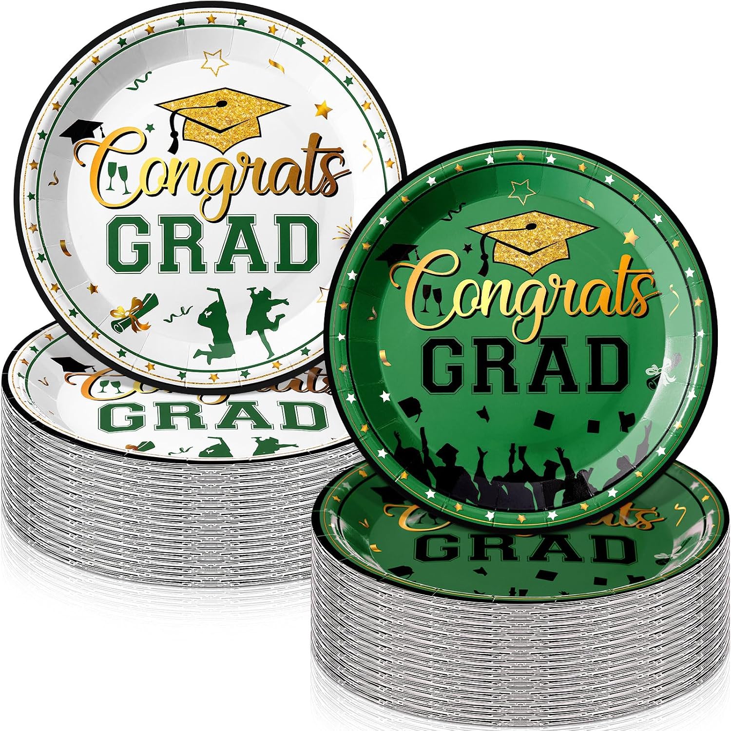 SiliFine 100 Pcs 2026 Graduation Cake Dessert Paper Plates Grad Decoration 7 Inch Small Disposable Plates Bulk Dinnerware for Congrats Grad Party Favors Supplies(Purple and White)