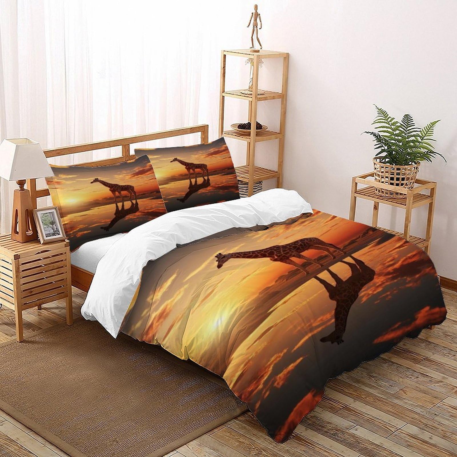 Housse de couette girafe avec fermeture éclair pour lit super king