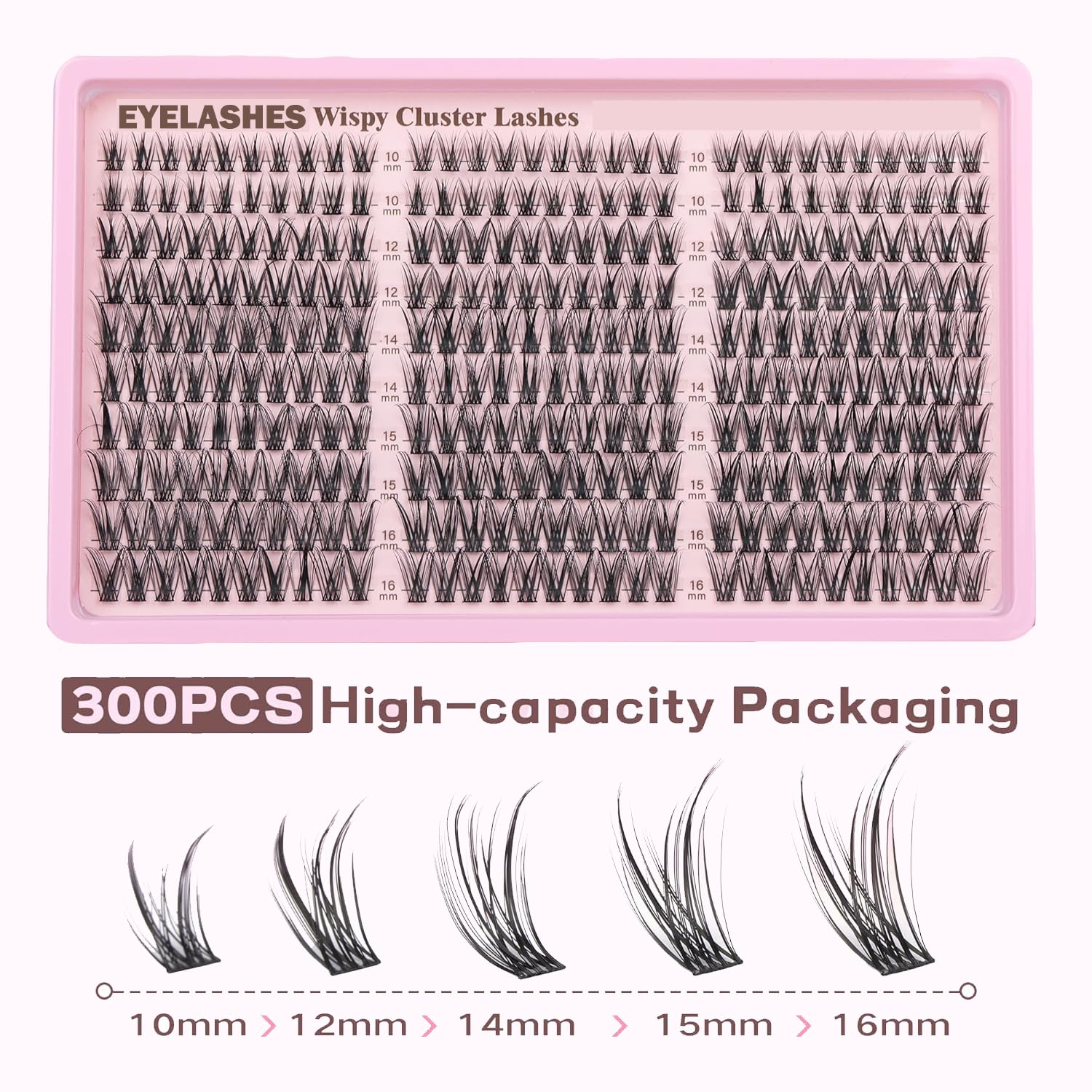 Zestaw do przedłużania rzęs 300 szt. Manga Lash Clusters Niewidoczne taśmy 10-16MIX Zestaw do przedłużania rzęs Wispy Naturalne kępki rzęs 7 dni Lazy Girl przedłużanie rzęs OCHILIMA