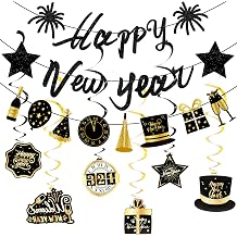 New Year Party Decorations 2026 New Years Eve Decorations Kit Black Gold Nye Decorations Happy New Year Banner New Years Eve Party Supplies 2026