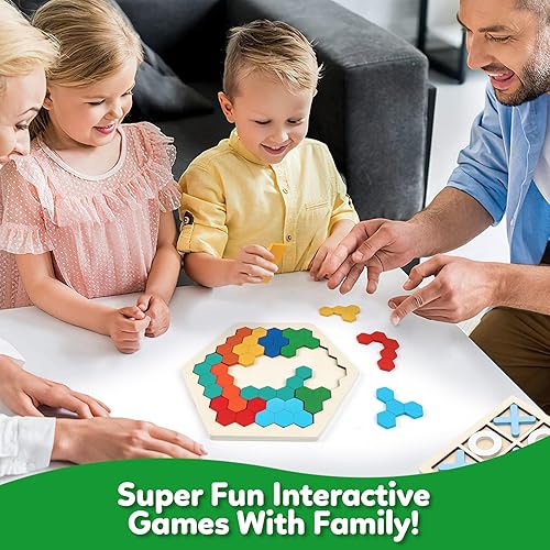 Miniatura 9 de Rompecabezas de madera para adultos y niños y niñas, juegos de rompecabezas de lógica para el aula y fiestas, rompecabezas de bloques de madera,