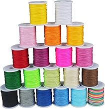 Coloured Nylon Waxed Thread for 0.8 mm x 10 m Making Bracelets Nylon Thread Macrame Satin Cord for Making Bracelets, Anklets, Necklaces, Christmas Crafts (20PCS Colors)