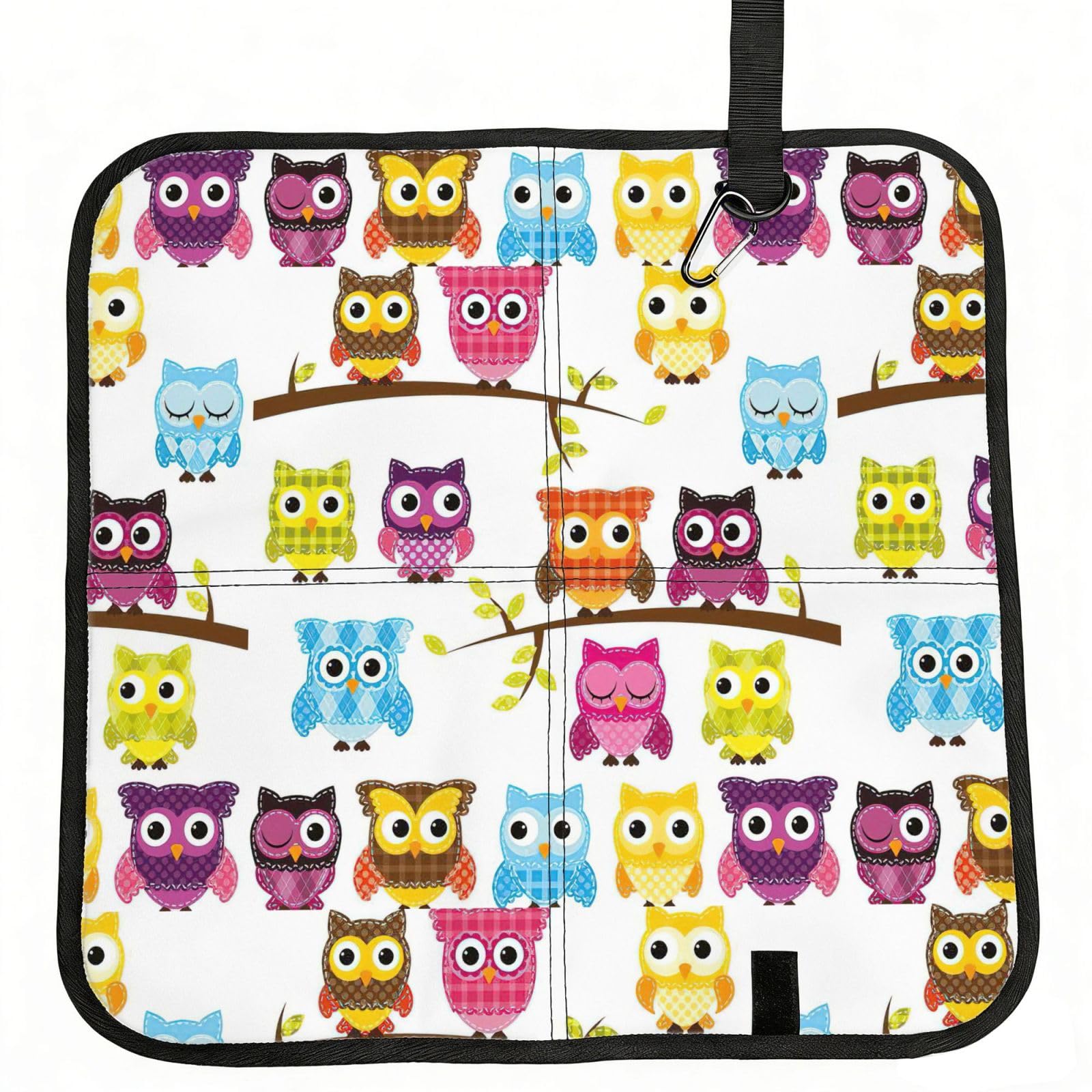 eeprty Owls on Tree Branches Printed Portable Seat Cushion Strap, Foldable Pad for Stadium Bleachers Hiking Travel