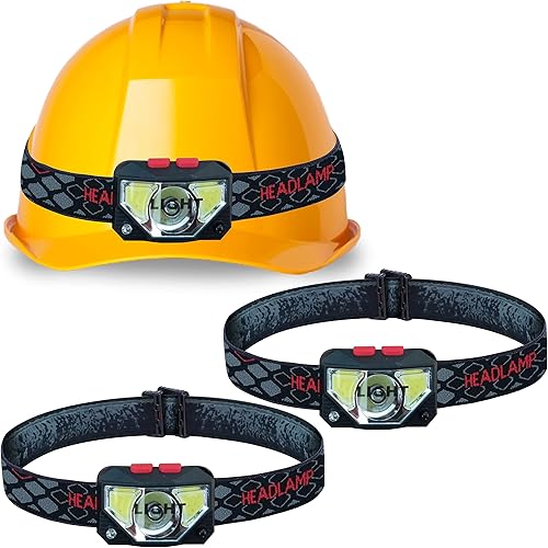 Skywin Linterna USB ligera recargable para casco duro, paquete de 3 XPG+COB 3 LED 200 lúmenes lámpara de cabeza con faro de luz roja para mochilero