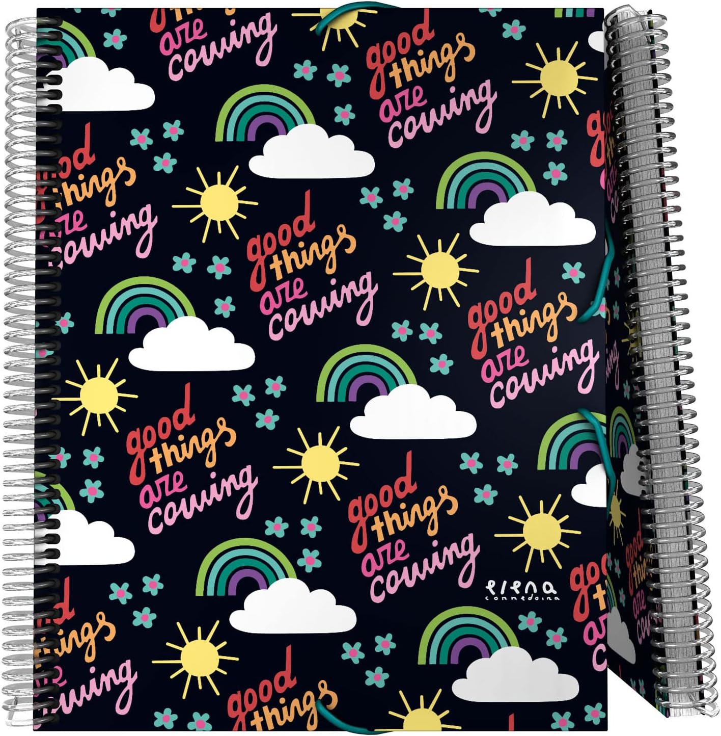 Grafoplás 39822444 Folder with 30 Pockets A4 Spiral Bound Polypropylene Cover Emblem Closure with Transparent Envelope Elena Corredoira Collection Hope