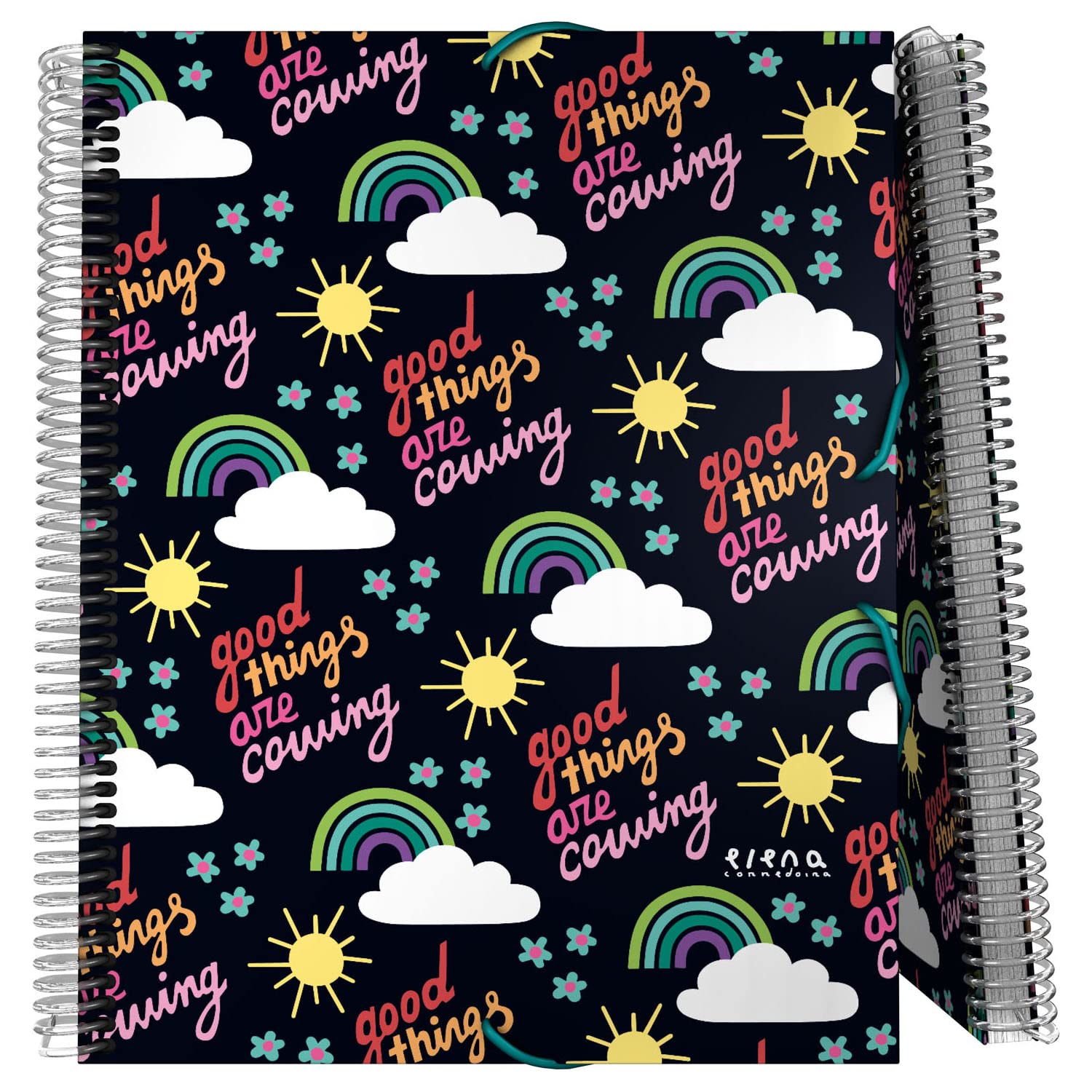 Grafoplás 39822444 Folder with 30 Pockets A4 Spiral Bound Polypropylene Cover Emblem Closure with Transparent Envelope Elena Corredoira Collection Hope