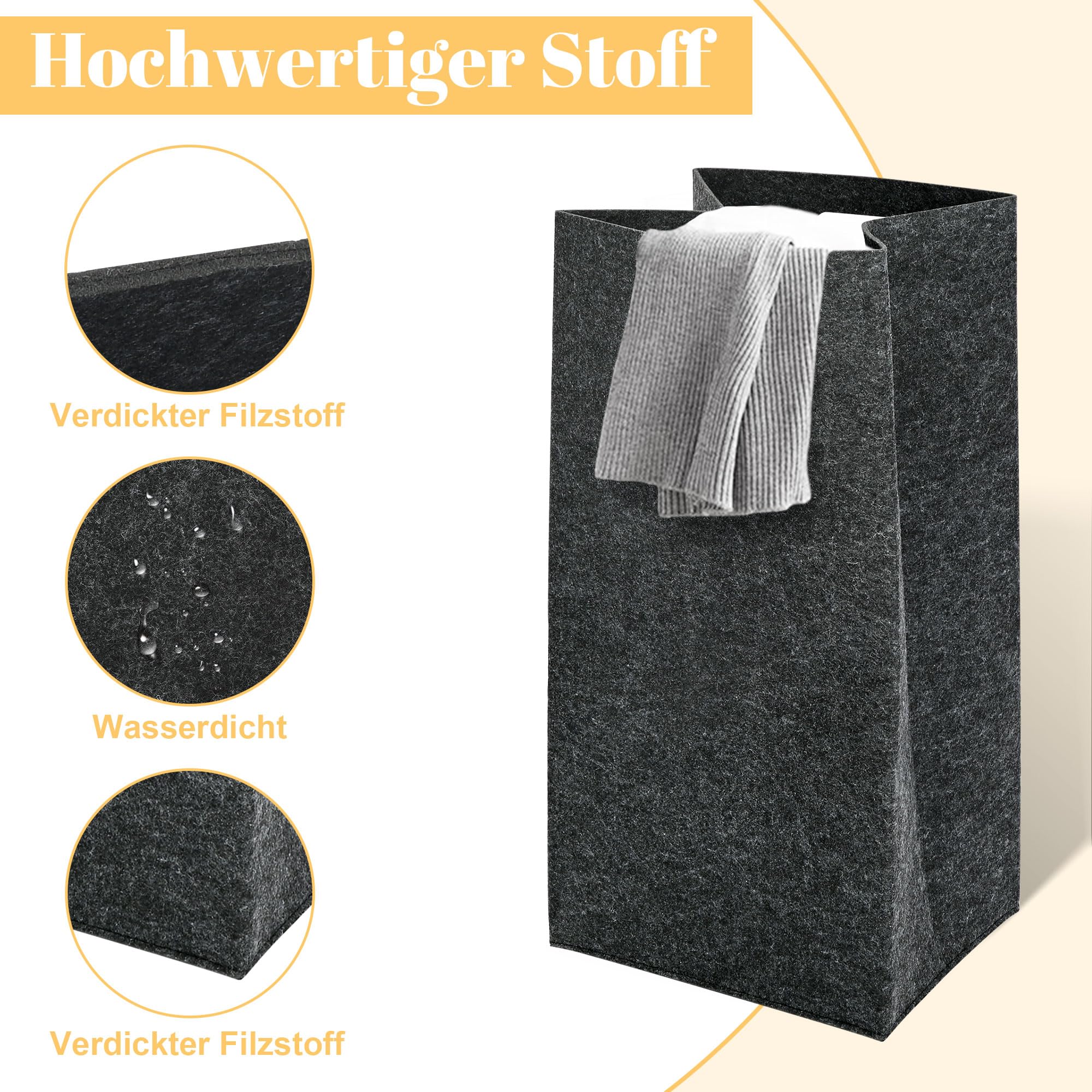 2 Pieces Felt Laundry Hamper Slim 60L Foldable Laundry Hamper - View #14