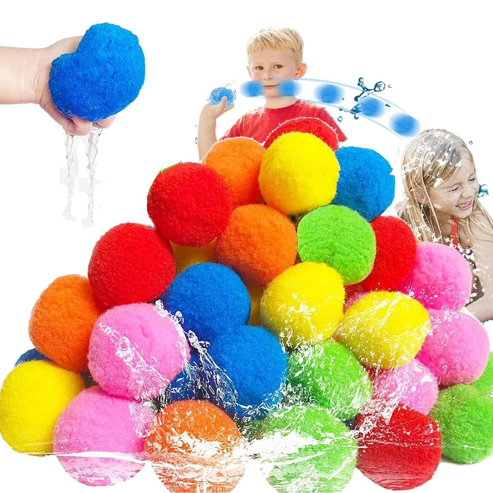 Kiddospace Reusable Water Sponge Balls for Kids, Reusable Water Balloons for Kids, Soft & Super Soakers, for Summer Pool Party Favors, for Pool Parties,Beach,Backyard (#60pcs)