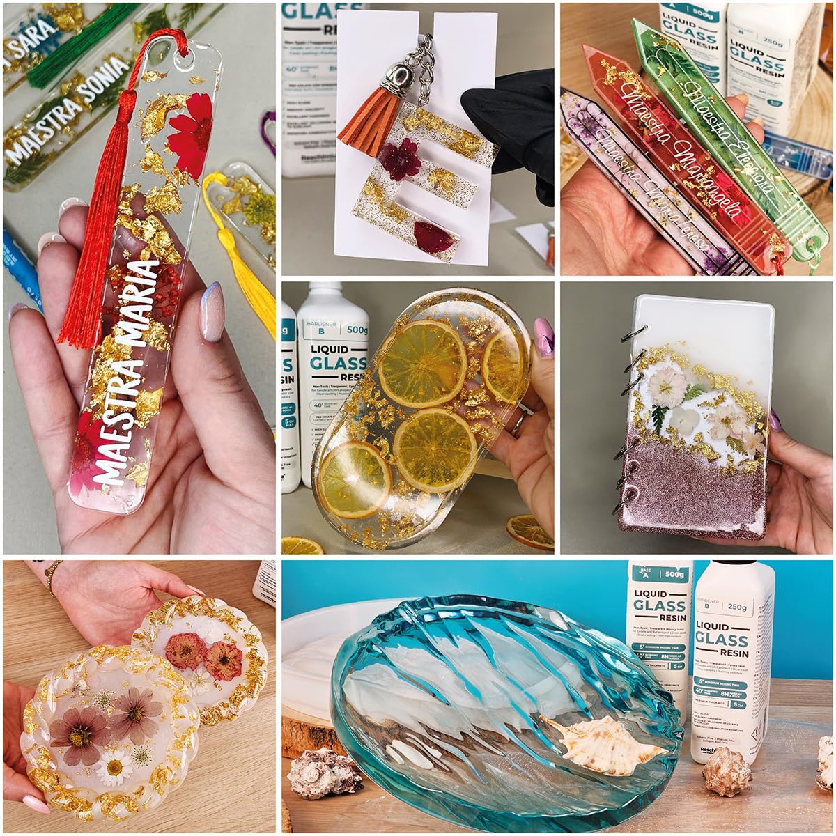 Resina epossidica trasparente, effetto vetro - Perfetta per bricolage, gioielli e modellismo. Colorabile e facile da usare - Liquid Glass Resin (750 gr)
