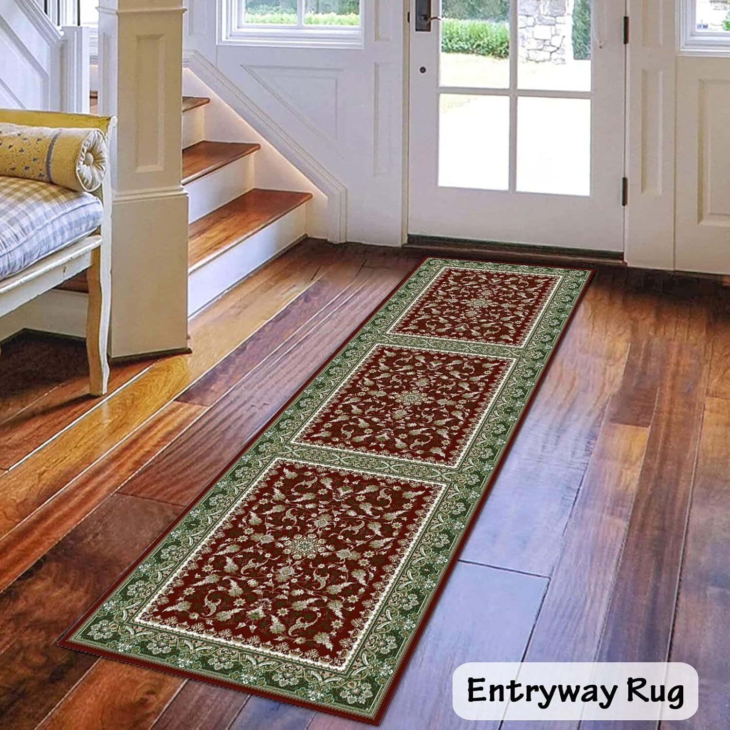 Hallway Runner Rug Non Slip Washable Runner Rug 1'4"x2'7" Long Vintage Distressed Boho Runner Rug Entryway Runner Rug Low Pile Floor Carpet Runner for Kitchen Laundry Bedside - Style 4