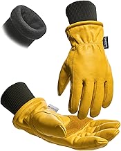 toolant Leather Winter Work Gloves for Men, 100% Grain Cowhide with Warm Thinsulate Lining, Water & Abrasion Resistance