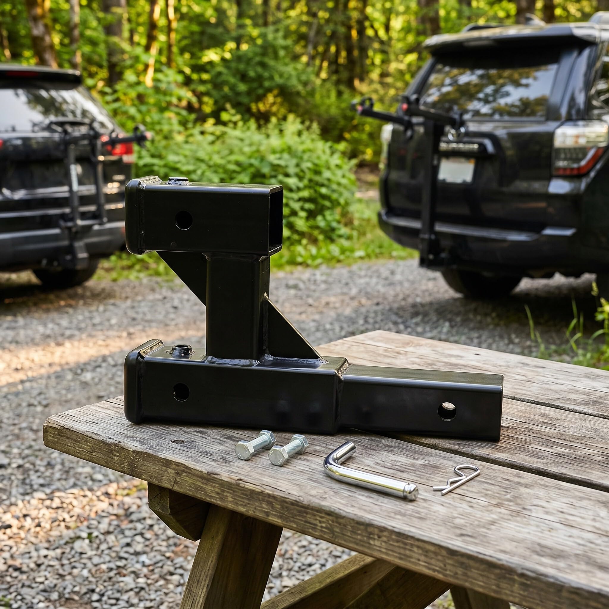Ausla Extensión de Enganche Doble, Adaptador Elevador de Enganche para Remolque de Acero con Pasador y para Receptores de 2 Pulgadas, para Automóvil SUV Camión RV