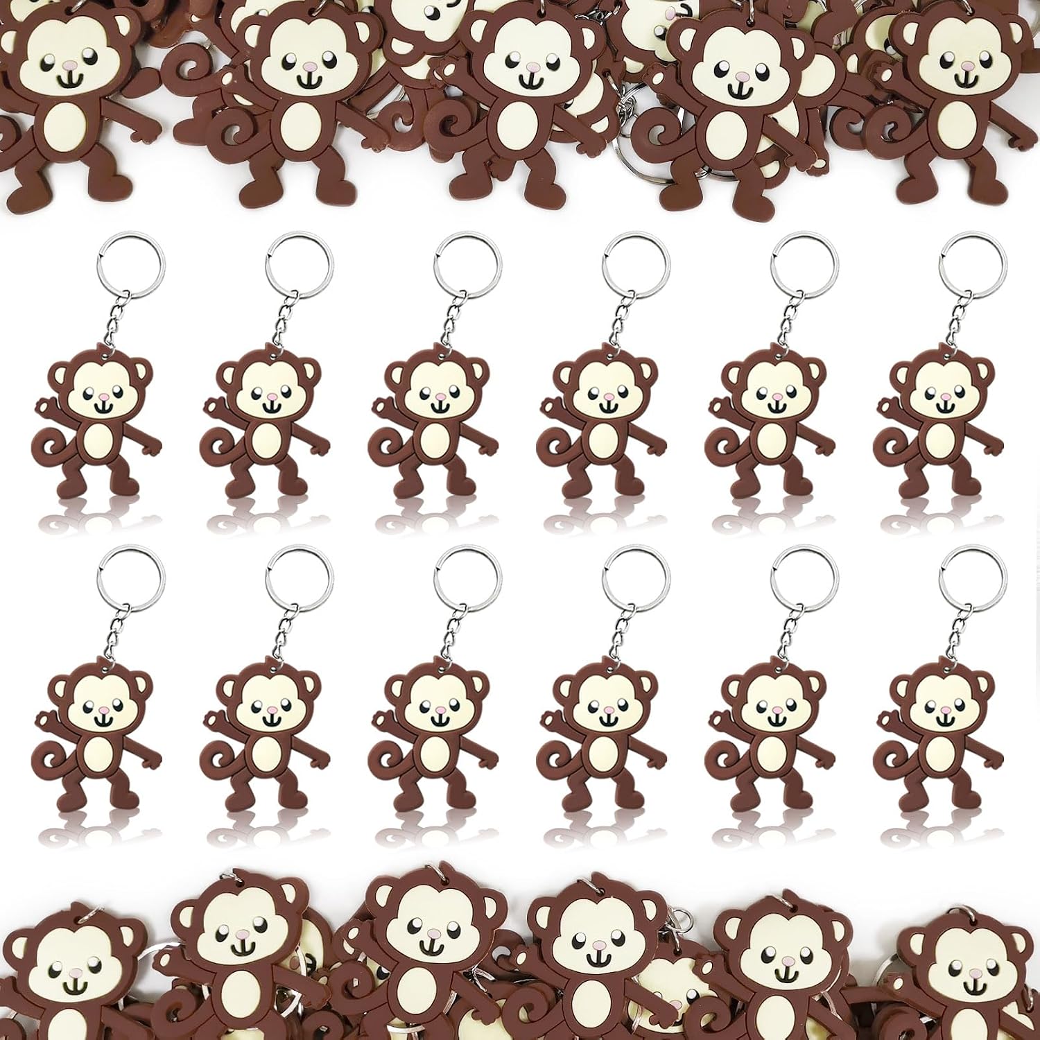 24 Pack Monkey Keyring Pack Party Favor for Monkey Lover, Guest Return Gift, Jungle Animal Themed Party, Birthday